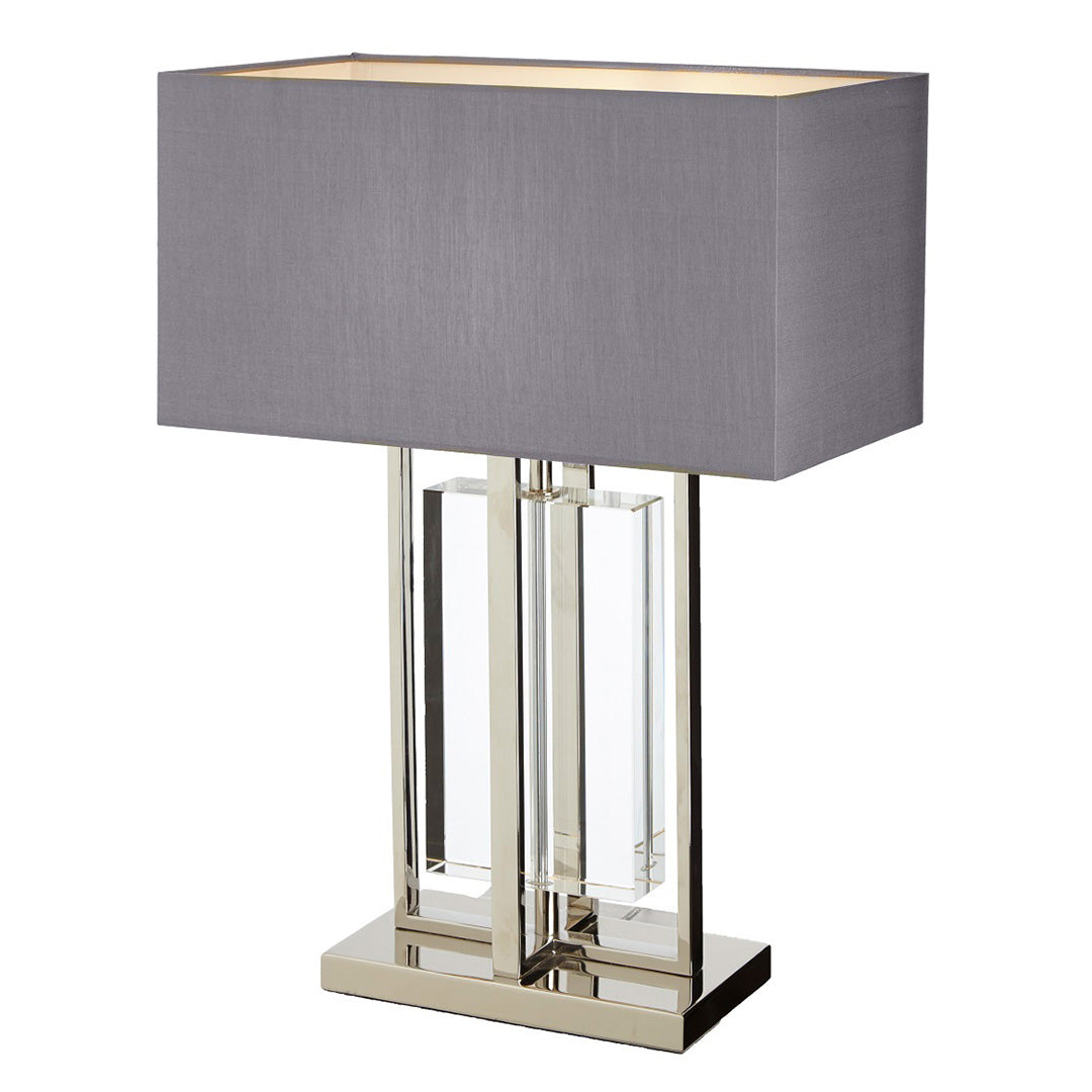 Sarre Polished Nickel & Grey Shade Table Lamp by RV Astley