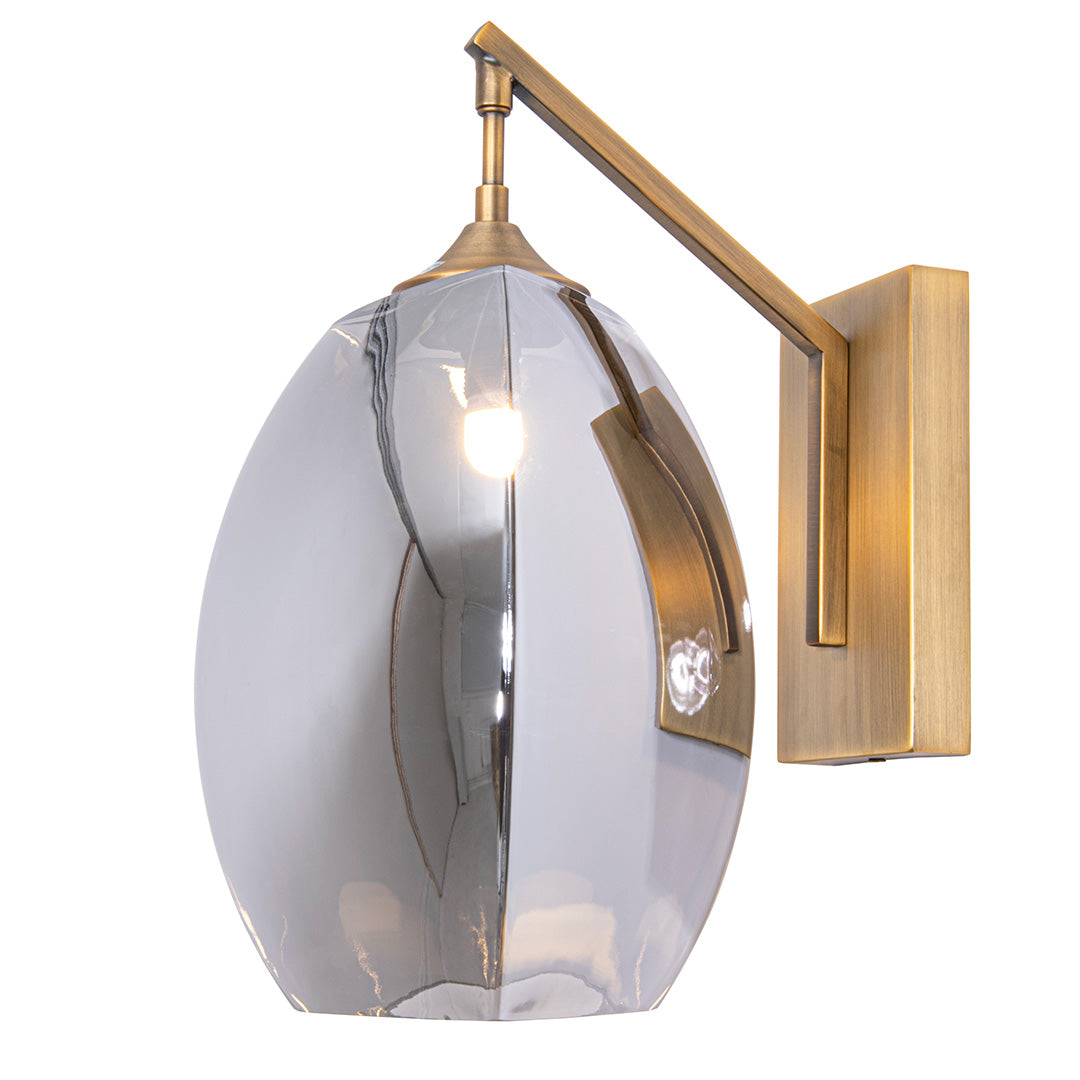 Talence Antique Brass Wall Light with Smoke Glass Shade by RV Astley