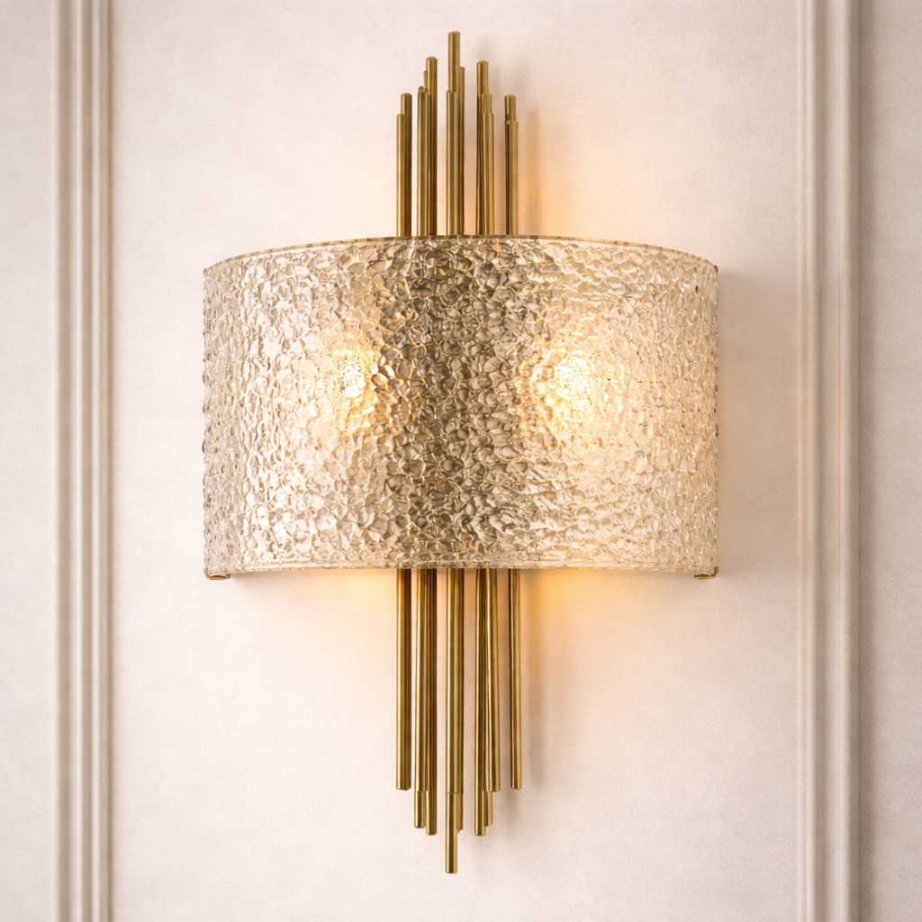 Sidley Glass & Brushed Brass Wall Light by RV Astley