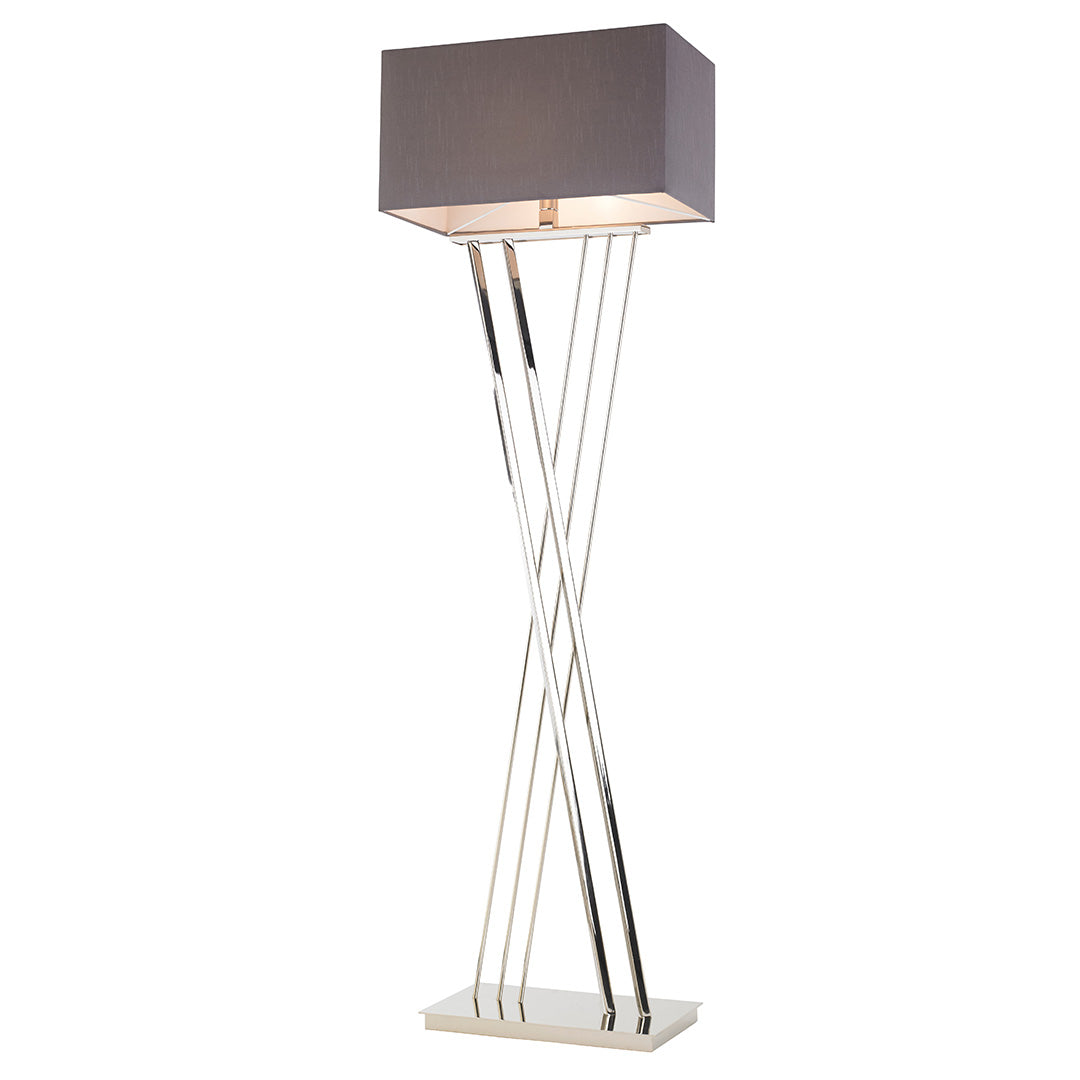 Roma Polished Nickel & Grey Fabric Shade Floor Lamp by RV Astley