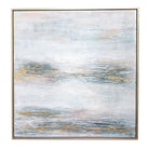 Mists Champagne, Blue, Gold And Neutral Toned Canvas by RV Astley