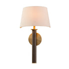 Donal Dark Antique Brass Wall Light with Off White Fabric Shade by RV Astley