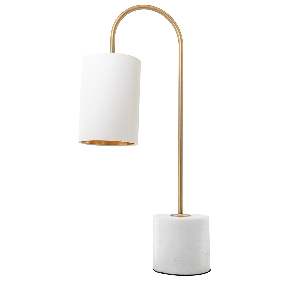 Tide Antique Brass & White Marble Table Lamp by RV Astley