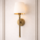 Tirso Antique Brass & Fabric Shade Wall Light by RV Astley