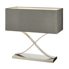 Byton Stainless Steel Table Lamp with Grey Fabric Shade by RV Astley
