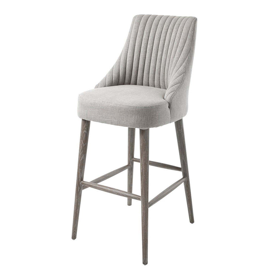 Halwell Wood & Grey Linen Mix Fabric Bar Stool by RV Astley