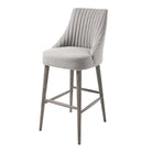 Halwell Wood & Grey Linen Mix Fabric Bar Stool by RV Astley