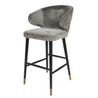 Arrone Wood & Mouse Chenille Fabric Barstool by RV Astley