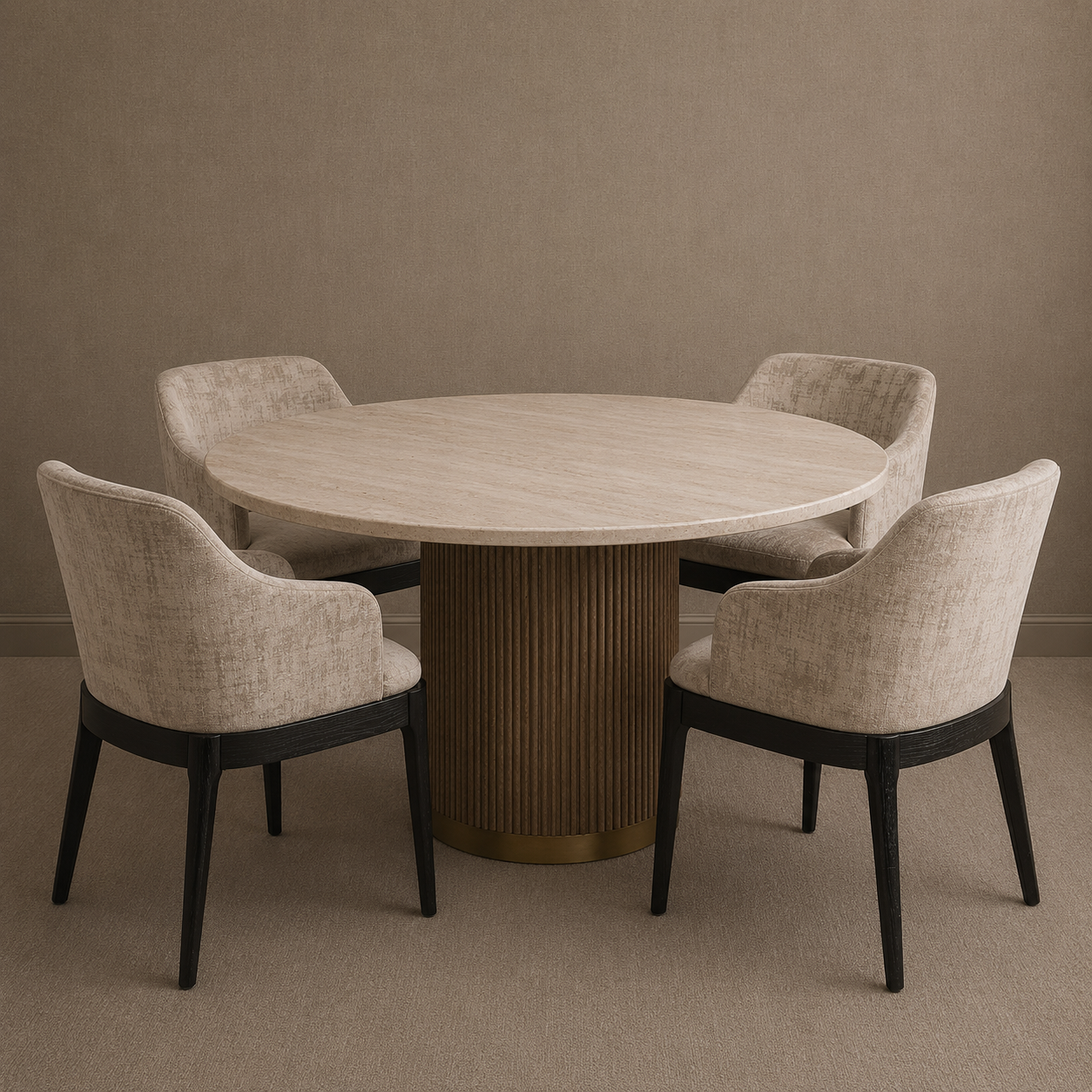 Venosa Mushroom Velvet Dining Chair by RV Astley