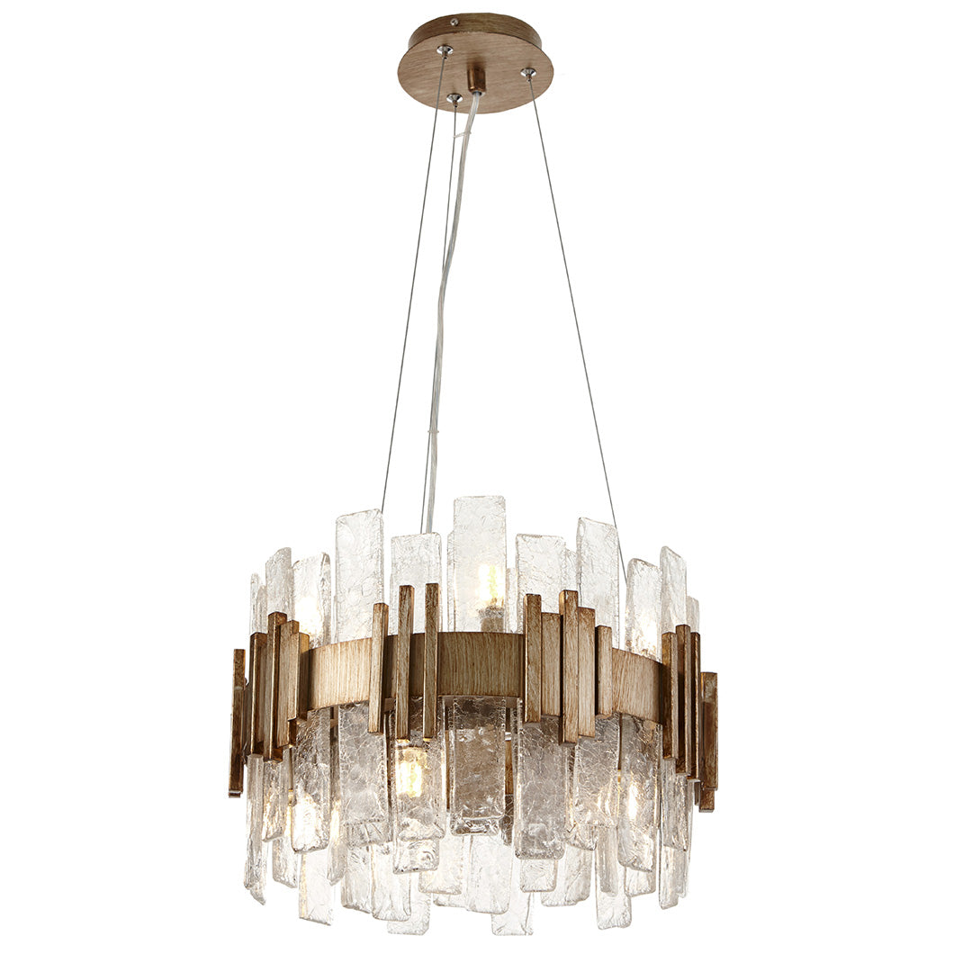 Saiph Antique Gold Small Chandelier with Glass Light Shade - 41cm by RV Astley