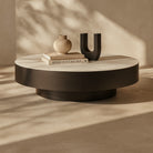 Coin Coffee Table White Marble Top & Dark Wood & Metal Base - Outlet by Tommy Franks