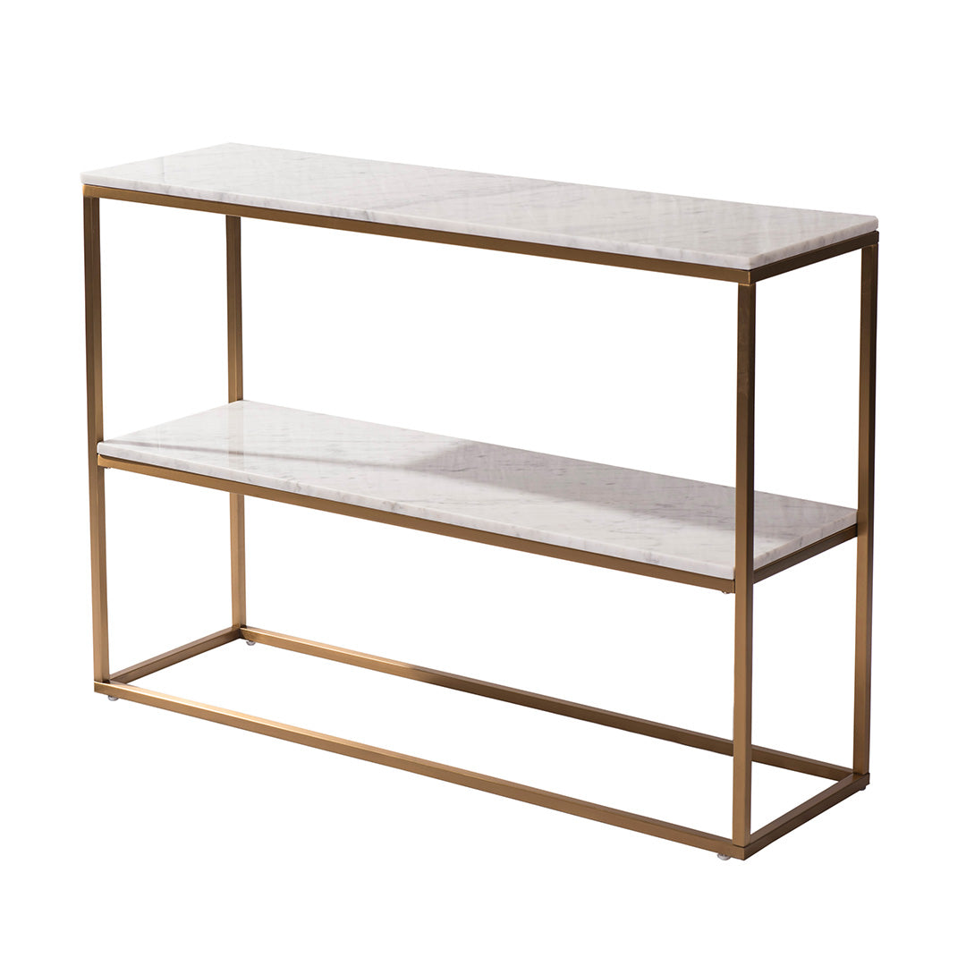 Faceby Gold & White Marble Bookcase & Shelf by RV Astley