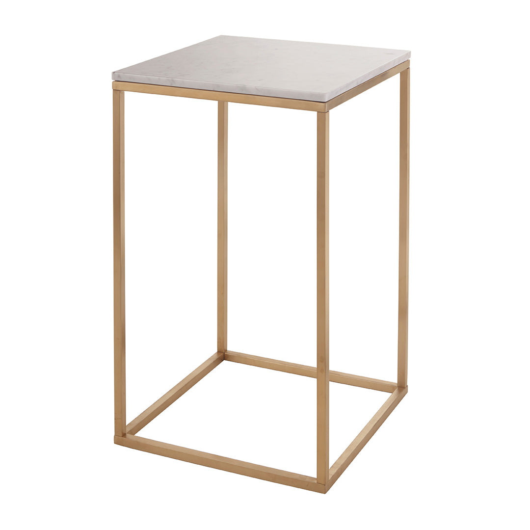 Faceby Brushed Gold & White Marble Side Table by RV Astley