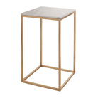 Faceby Brushed Gold & White Marble Side Table by RV Astley