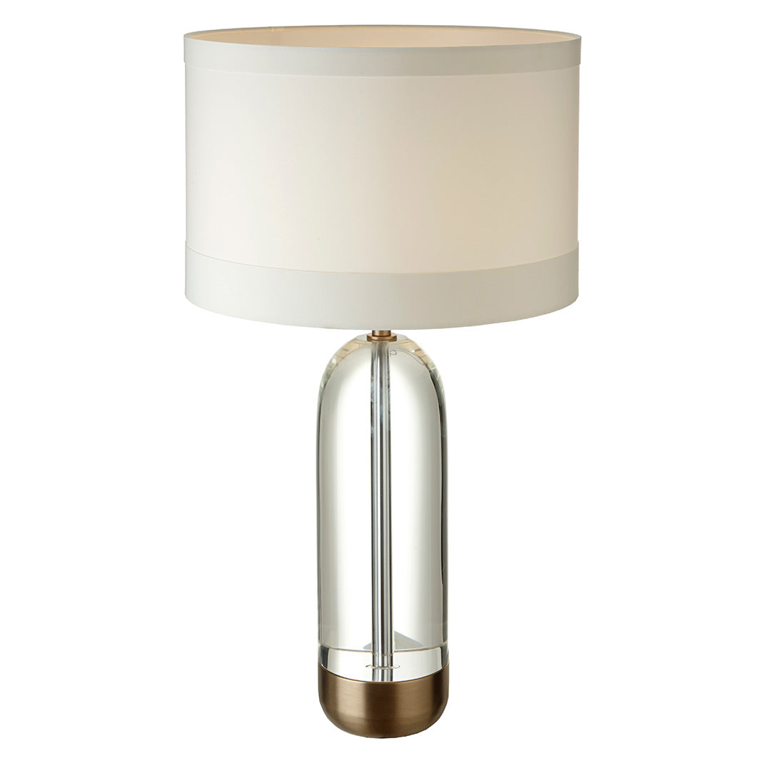 Zev Brass & Crystal Table Lamp with Fabric Shade - Discontinued by RV Astley