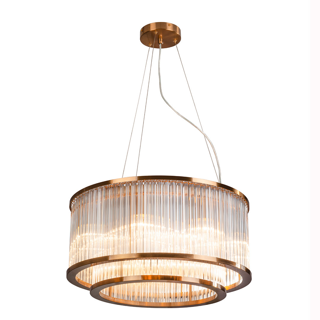Iona Antique Brass Pendant Light with Crystal Shade by RV Astley