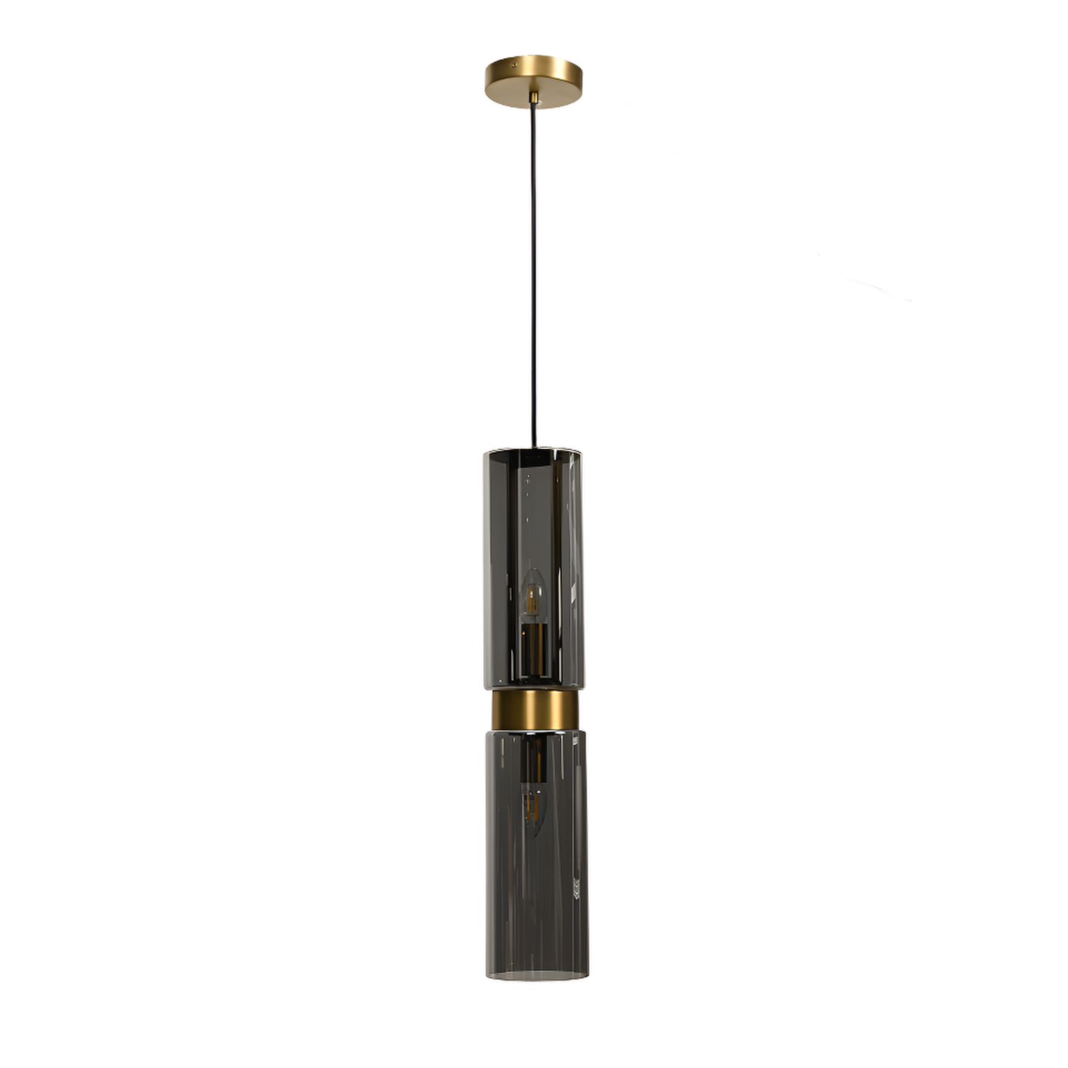 Revere Gold & Smoked Glass Single Pendant by Luxe Collection